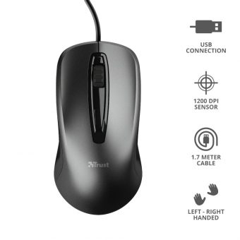 Trust Carve Wired Mouse Black 23733 - Image 5
