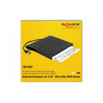 Delock External Enclosure For 5.25'' Ultra Slim SATA Drives 9.5 mm To USB Type-A Male Black 42603 - Image 5