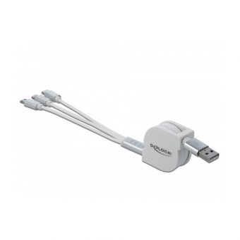 Delock USB 3 in 1 Retractable Charging Cable For Lightning 8 Pin/Micro USB/USB Type-C White 85850 - Image 5