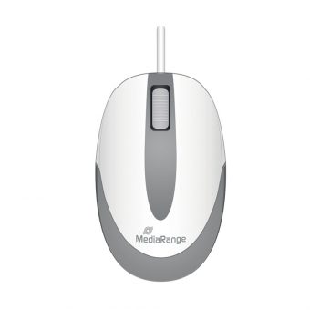MediaRange 3-Button Wired Optical Mouse Compact White/Grey MROS214