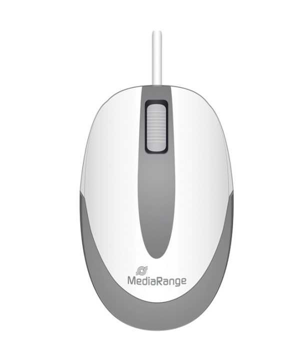 MediaRange 3-Button Wired Optical Mouse Compact White/Grey MROS214