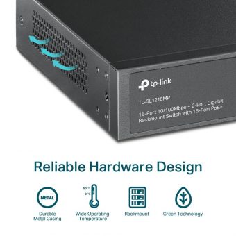 TP-Link TL-SL1218P 16port 10/100 +2port Gigabit Switch PoE+ - Image 8