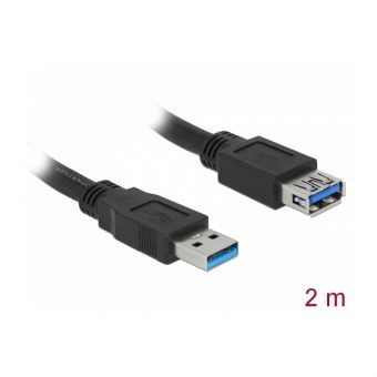 Delock Extension cable USB 3.0 Male to USB 3.0 Female 2m Black 85056