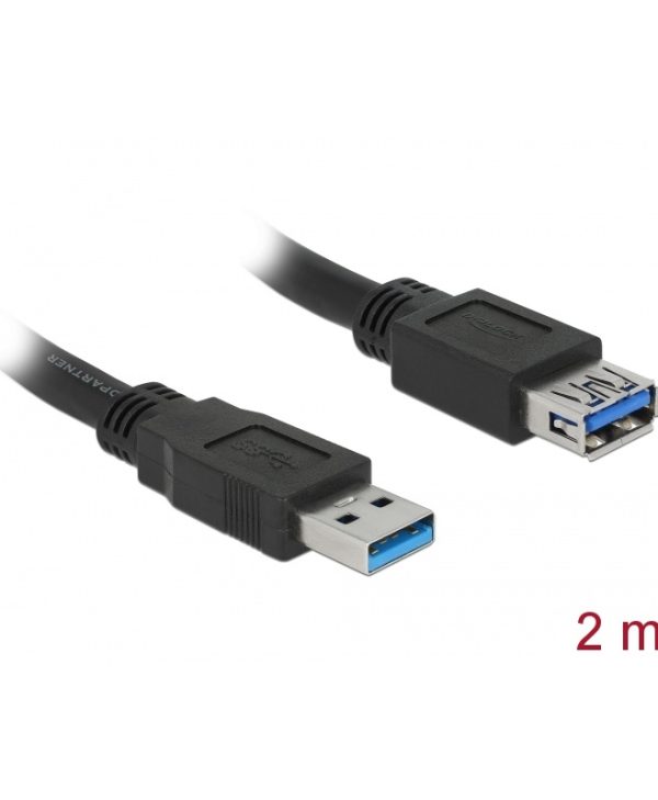 Delock Extension cable USB 3.0 Male to USB 3.0 Female 2m Black 85056