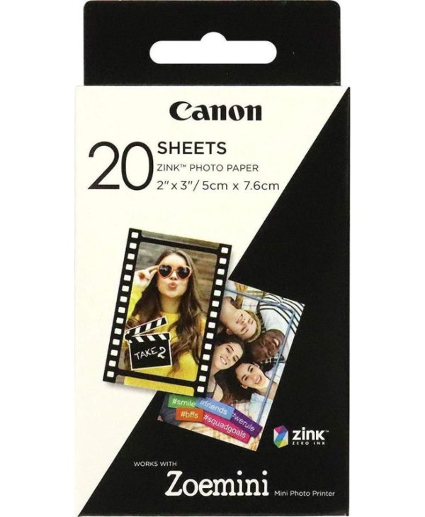 Canon Zink Paper ZP-2030 20 Sheets Pell and Stick for Zoemini Instant Camera 3214C002AA