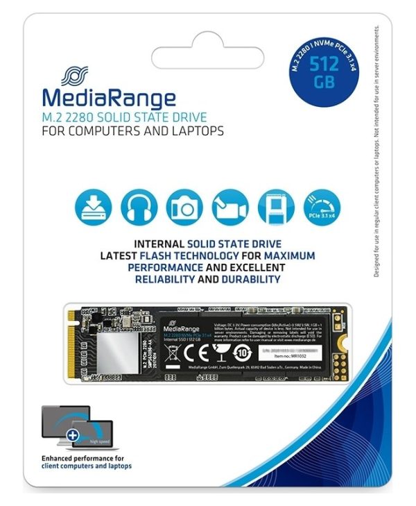 MediaRange SSD 512GB M.2 2280 NVme PCIe Gen3.1x4 MR1032