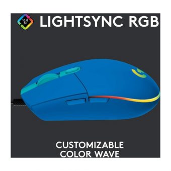 Logitech G102 Lightsync RGB Wired Gaming Mouse Blue 910-005801 - Image 11