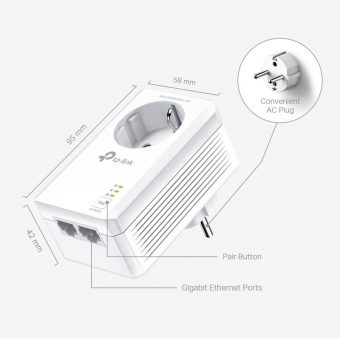 TP-Link Powerline AV1000 pass-through starter kit TL-PA7027P KIT - Image 2