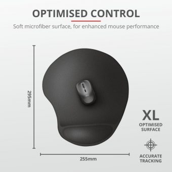 Trust BigFoot MousePad with Gel Wrist Rest XL Black 23728 - Image 2