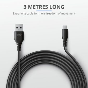 TRUST GXT226 PS5 Cable USB Type-C to USB 3m Black 24168 - Image 3