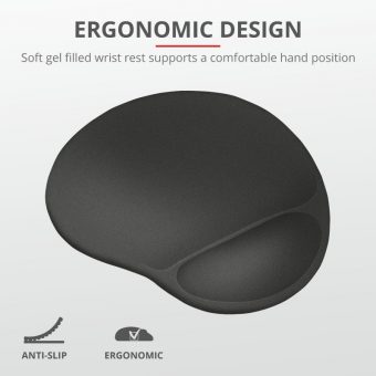 Trust BigFoot MousePad with Gel Wrist Rest XL Black 23728 - Image 3