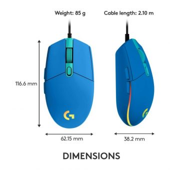 Logitech G102 Lightsync RGB Wired Gaming Mouse Blue 910-005801 - Image 7