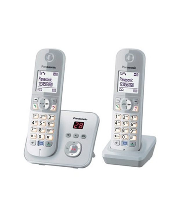 Panasonic Ασύρματο Σετ 2 Τηλεφώνων Ασημί KX-TG6822GS