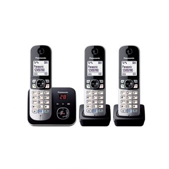 Panasonic Ασύρματο Σετ 3 Τηλεφώνων Μαύρο KX-TG6823GB