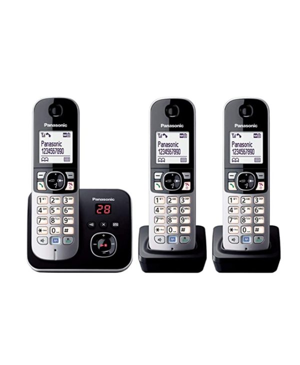 Panasonic Ασύρματο Σετ 3 Τηλεφώνων Μαύρο KX-TG6823GB