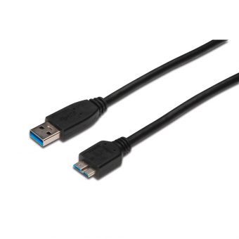 Assmann USB 3.0 Cable 1 x USB 3.0 Male to 1 x Micro USB-A 3.0 1m Black AK-300116-010-S