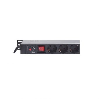Manhattan Πολύπριζο Rack 19" 12 x Schuko Kάθετο Black 714044