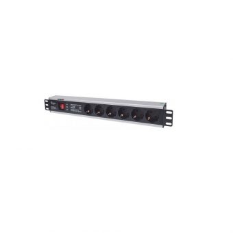 Manhattan Πολύπριζο Rack 19" 1.5U 6 x Schuko Black 713962