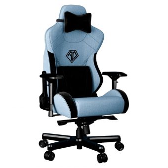 ANDA SEAT Gaming Chair T-PRO II Light Blue/ Black Fabric with Alcantara Stripes AD12XLLA-01-SB-F