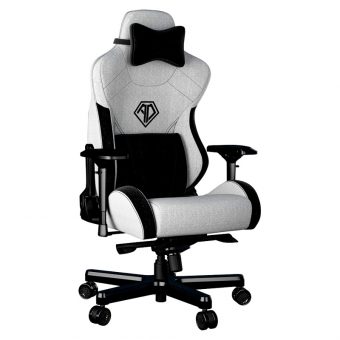 AndaSeat T-Pro II XL Gaming Chair Light Grey/Black Fabric with Alcantara Stripes AD12XLLA-01-GB-F
