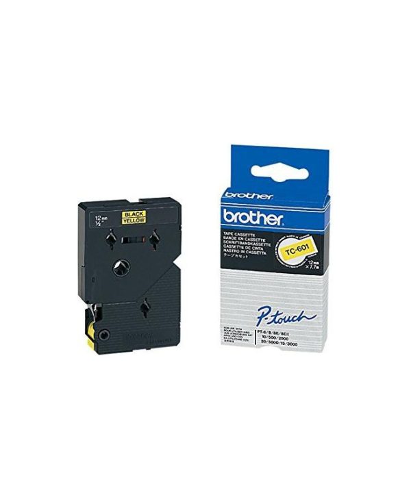 Brother Labelling Tape Cassette Black on Yellow 7.7mx12mm TC601