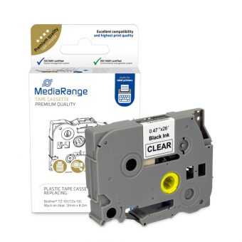 MediaRange Πλαστική Ταινία Ετικετογράφου 12mm x 8m Black on Clear (Brother TZ-131/TZe-131) MRBTZ131