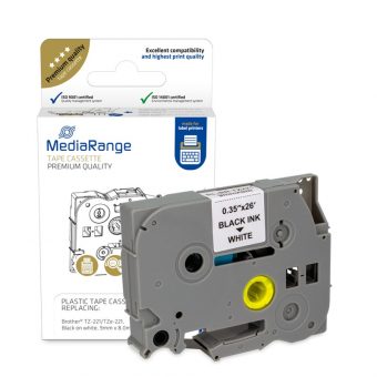 MediaRange Πλαστική Ταινία Ετικετογράφου 9mm x 8m Black on White (Brother TZ-221/TZe-221) MRBTZ221