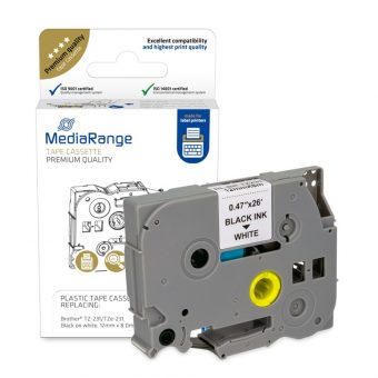 MediaRange Πλαστική Ταινία Ετικετογράφου 12mm x 8m Black on White (Brother TZ-231/TZe-231) MRBTZ231