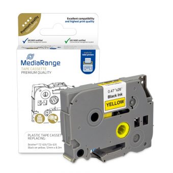 MediaRange Πλαστική Ταινία Ετικετογράφου 12mm x 8m Black on Yellow (Brother TZ-631/TZe-631) MRBTZ631