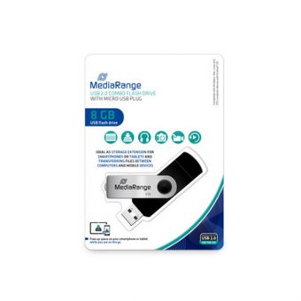 MediaRange Combo Flash 8GB USB 2.0 + Micro USB OTG Black MR930-2