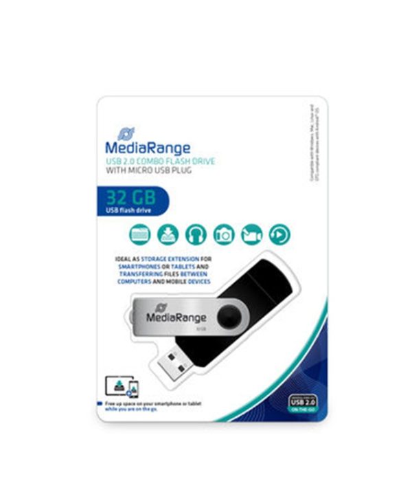 MediaRange Combo Flash 32GB USB 2.0 + Micro USB OTG Black MR932-2