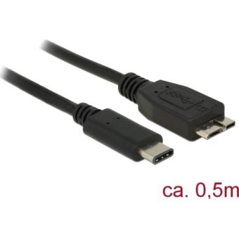 Delock USB Type-C male to Micro-B male 0.5m Black 83676 - Image 2