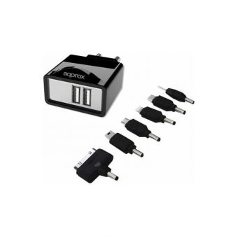 Approx Universal USB 2.1A Wall Charger with 6 Tips Black UATS - Image 4