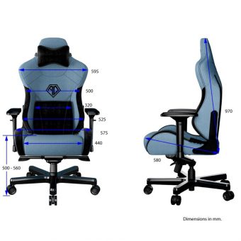 ANDA SEAT Gaming Chair T-PRO II Light Blue/ Black Fabric with Alcantara Stripes AD12XLLA-01-SB-F - Image 6