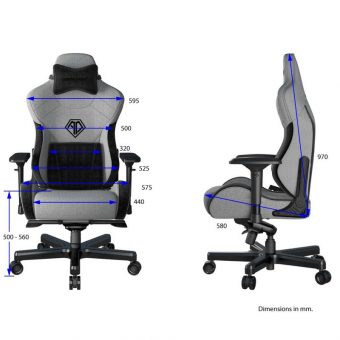 AndaSeat T-Pro II XL Gaming Chair Light Grey/Black Fabric with Alcantara Stripes AD12XLLA-01-GB-F - Image 6