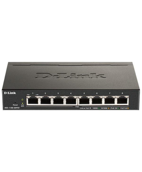 D-Link EasySmart DGS-1100-08PV2 8-Port 0/100/1000Mbps POE Switch
