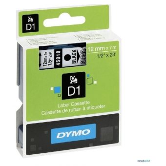 Dymo D1 45010 Standard Tape 12mmx7m Black on Clear S0720500