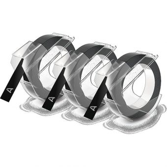 Dymo Embossing Tape 9mmx3m Pack of 3 White On Black S0847730