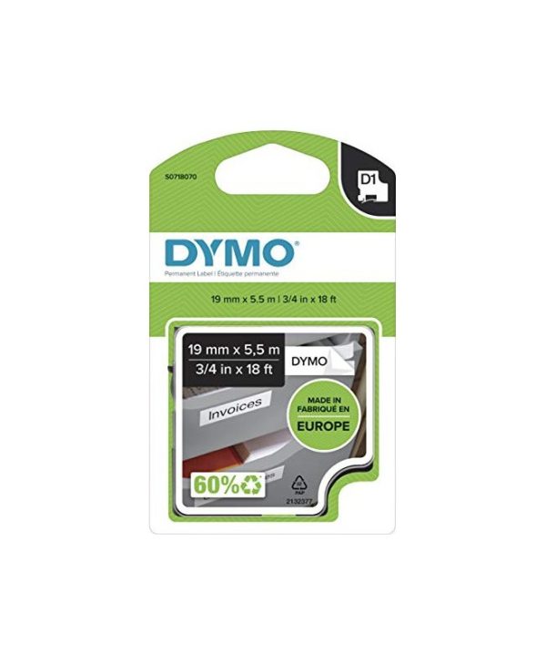 Dymo D1 16960 Polyester Tape 19mmx5.5 Black On White S0718070