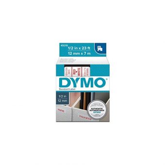 Dymo D1 45015 Standard Tape 12mmx7m Red On White S0720550