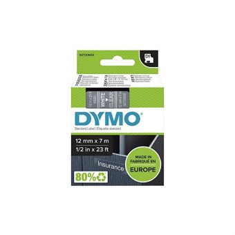 Dymo D1 45020 Standard Tape 12mmx7m White On Clear S0720600