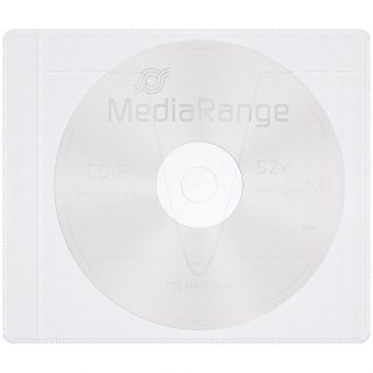 MediaRange Adhesive-backed fleece Sleeves for 1 Disc 50-Pack White BOX69-50