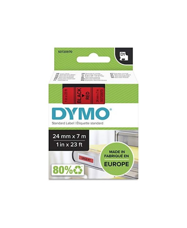 Dymo D1 53717 Standard Tape 24mmx7m Black On Red S0720970