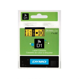 Dymo D1 53718 Standard Tape 24mmx7m Black On Yellow S0720980
