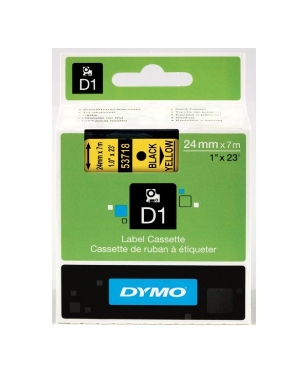 Dymo D1 53718 Standard Tape 24mmx7m Black On Yellow S0720980