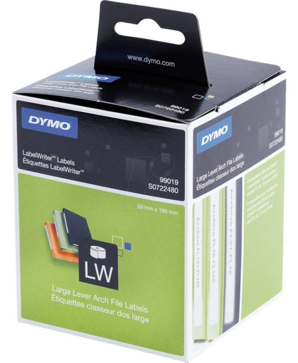 Dymo LabelWriter 99019 Large Lever Arch Labels 190x59mm White S0722480