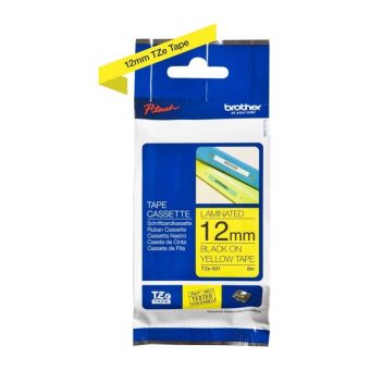 Brother Labelling Tape Cassette Black on Yellow 12mmx8m TZe-631