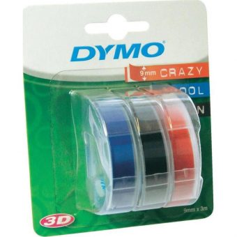 Dymo Embossing Tape Pack of 3 9mmx3m Mixed Colours S0847750