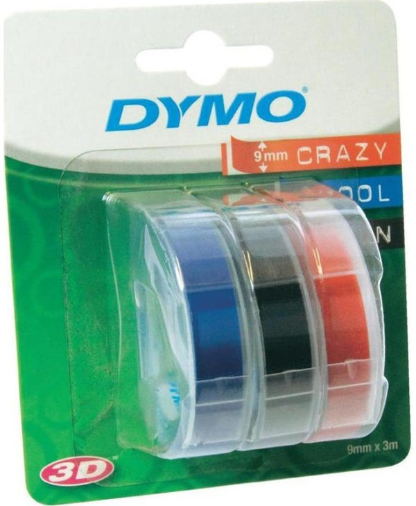 Dymo Embossing Tape Pack of 3 9mmx3m Mixed Colours S0847750