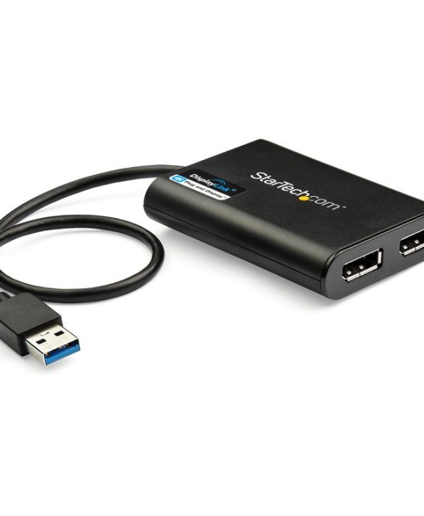 StarTech USB 3.0 to Dual DisplayPort Adapter 4K 60Hz 0.30m Black USB32DP24K60